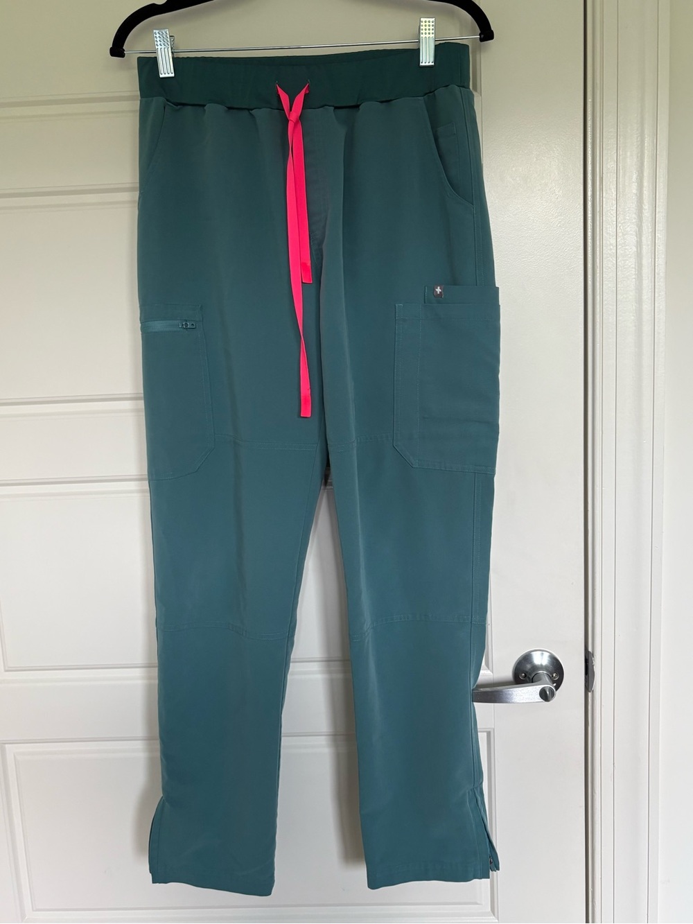 Teal Drawstring Pants with Pink Accent